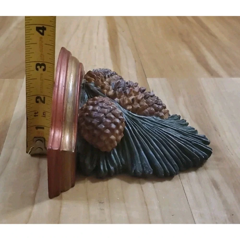 Vintage Pinecone & Needle Wall Sconce Display Shelves Set Woodland Forest Cabin